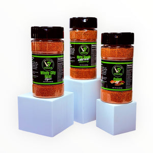 Cajun Heatwave 3-pack of vegan seasonings including Windy City Cajun, Cajun AF, and Dirty South Creole